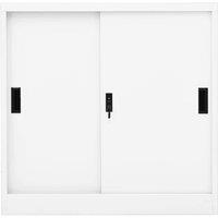 Berkfield Home Office Cabinet with Sliding Door White 90x40x90 cm Steel | Size: 90 x 40 x 90 cm