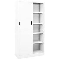 Berkfield Home Office Cabinet with Sliding Door White 90x40x180 cm Steel | Size: 90 x 40 x 180 cm