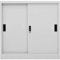 Berkfield Home Office Cabinet with Sliding Door Light Grey 90x40x90 cm Steel | Size: 90 x 40 x 90 cm