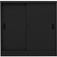 Berkfield Home Office Cabinet with Sliding Door Black 90x40x90 cm Steel | Size: 90 x 40 x 90 cm
