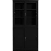 Berkfield Home Office Cabinet with Sliding Door Black 90x40x180 cm Steel | Size: 90 x 40 x 180 cm
