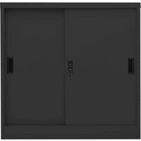 Berkfield Home Office Cabinet with Sliding Door Anthracite 90x40x90 cm Steel in Black | Size: 90 x 40 x 90 cm