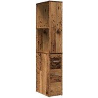 Berkfield Home Narrow Bathroom Cupboard with Wheels Old Wood Engineered Wood in Brown