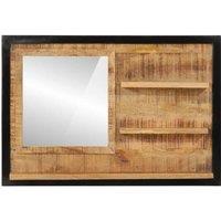 Berkfield Home Mirror with Shelves 80x8x55 cm Glass & Solid Wood Mango in Brown | Size: 80 x 8 x 55 cm