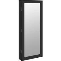 Berkfield Home Mirror Jewellery Cabinet with LED Lights Wall Mounted Black