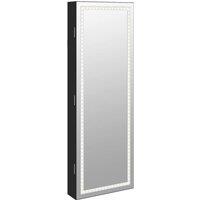 Berkfield Home Mirror Jewellery Cabinet with LED Lights Wall Mounted Black