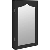Berkfield Home Mirror Jewellery Cabinet Wall Mounted Black 37.5x10x67 cm