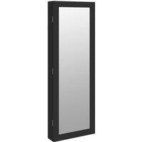 Berkfield Home Mirror Jewellery Cabinet Wall Mounted Black 37.5x10x106 cm