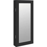 Berkfield Home Mirror Jewellery Cabinet Wall Mounted Black 30x8.5x67 cm