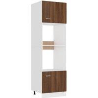 Berkfield Home Microwave Cabinet Brown Oak 60x57x207 cm Engineered Wood | Size: 60 x 57 x 207 cm