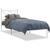 Berkfield Home Metal Bed Frame without Mattress with Headboard White 80x200cm | Size: 80x200 cm