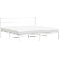 Berkfield Home Metal Bed Frame without Mattress with Headboard White 193x203cm | Size: 193x203 cm