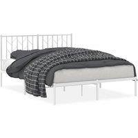 Berkfield Home Metal Bed Frame without Mattress with Headboard White 140x200cm | Size: 140x200 cm
