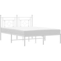 Berkfield Home Metal Bed Frame without Mattress with Headboard White 140x190cm | Size: 140x190 cm