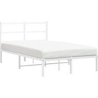 Berkfield Home Metal Bed Frame without Mattress with Headboard White 120x200cm | Size: Small Double