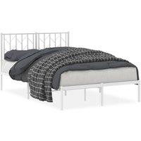 Berkfield Home Metal Bed Frame without Mattress with Headboard White 120x200cm | Size: Small Double