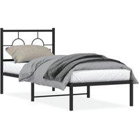 Berkfield Home Metal Bed Frame without Mattress with Headboard Black 80x200cm | Size: 80x200 cm