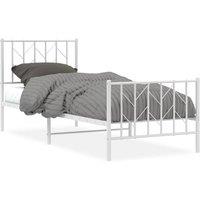Berkfield Home Metal Bed Frame without Mattress with Footboard White 80x200cm in White | Size: 80x200 cm