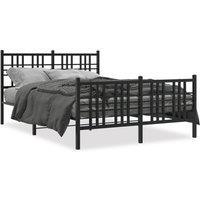 Berkfield Home Metal Bed Frame without Mattress with Footboard Black 137x190cm | Size: 137x190 cm