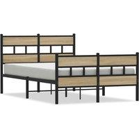 Berkfield Home Metal Bed Frame without Mattress Sonoma Oak 120x190 cm Small Double in Brown