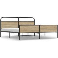 Berkfield Home Metal Bed Frame without Mattress Smoked Oak 150x200 cm King Size in Brown