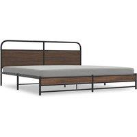 Berkfield Home Metal Bed Frame without Mattress Brown Oak 180x200 cm | Size: Super King