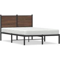Berkfield Home Metal Bed Frame without Mattress Brown Oak 120x200 cm | Size: Small Double