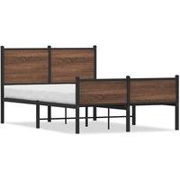 Berkfield Home Metal Bed Frame without Mattress Brown Oak 120x190 cm Small Double