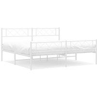 Berkfield Home Metal Bed Frame with Headboard & Footboard White 193x203 cm