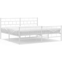 Berkfield Home Metal Bed Frame with Headboard & Footboard White 183x213 cm