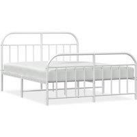 Berkfield Home Metal Bed Frame with Headboard & Footboard White 135x190 cm Double