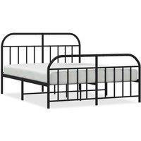 Berkfield Home Metal Bed Frame with Headboard & Footboard Black 135x190 cm Double