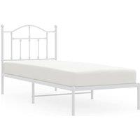 Berkfield Home Metal Bed Frame with Headboard White 90x200 cm