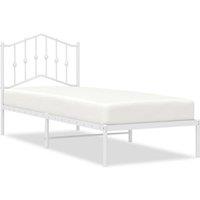 Berkfield Home Metal Bed Frame with Headboard White 90x190 cm Single