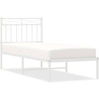 Berkfield Home Metal Bed Frame with Headboard White 75x190 cm Small Single