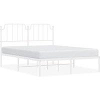 Berkfield Home Metal Bed Frame with Headboard White 135x190 cm Double