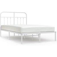 Berkfield Home Metal Bed Frame with Headboard White 120x200 cm | Size: Small Double