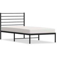 Berkfield Home Metal Bed Frame with Headboard Black 90x190 cm Single