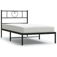 Berkfield Home Metal Bed Frame with Headboard Black 90x190 cm Single