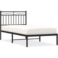 Berkfield Home Metal Bed Frame with Headboard Black 90x190 cm Single