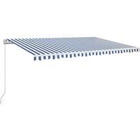 Berkfield Home Manual Retractable Awning with LED 500x350 cm Blue & White