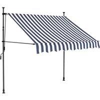 Berkfield Home Manual Retractable Awning with LED 150 cm Blue & White
