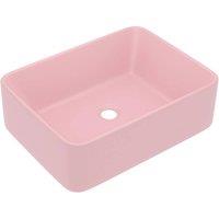 Berkfield Home Luxury Wash Basin Matt Pink 41x30x12 cm Ceramic | Size: 41 x 30 x 12 cm