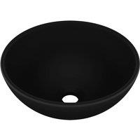 Berkfield Home Luxury Bathroom Basin Round Matt Black 32.5x14 cm Ceramic