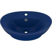 Berkfield Home Luxury Basin Overflow Oval Matt Dark Blue 58.5x39 cm Ceramic