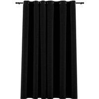 Berkfield Home Linen-Look Blackout Curtains with Grommets Black 290x245cm | Size: 290x245 cm