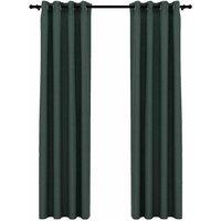 Berkfield Home Linen-Look Blackout Curtains with Grommets 2pcs Green 140x245cm | Size: 140x245 cm