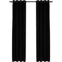 Berkfield Home Linen-Look Blackout Curtains with Grommets 2pcs Black 140x245cm | Size: 140x245 cm