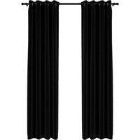 Berkfield Home Linen-Look Blackout Curtains with Grommets 2pcs Black 140x225cm | Size: 140x225 cm