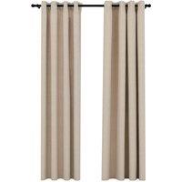 Berkfield Home Linen-Look Blackout Curtains with Grommets 2pcs Beige 140x225cm | Size: 140x225 cm